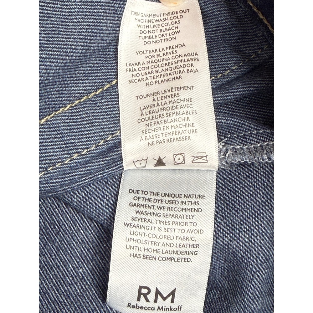 Rebecca Minkoff Womens Denim Jacket XL Dark Wash Rhinestone Cuffs RMD5002 NEW - Picture 8 of 12